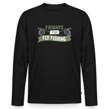 Pêche à la mouche Pêche à la mouche - T-shirt manches longues Premium bio Homme - noir - Devant - Nico (187cm)
