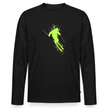 Skieur Skieur Ski - T-shirt manches longues Premium bio Homme - noir - Devant - Nico (187cm)