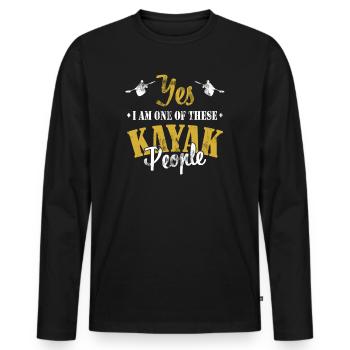 Lustiger Kajak Spruch - Männer Premium Bio Langarmshirt - Schwarz - Vorne - Nico (187cm)