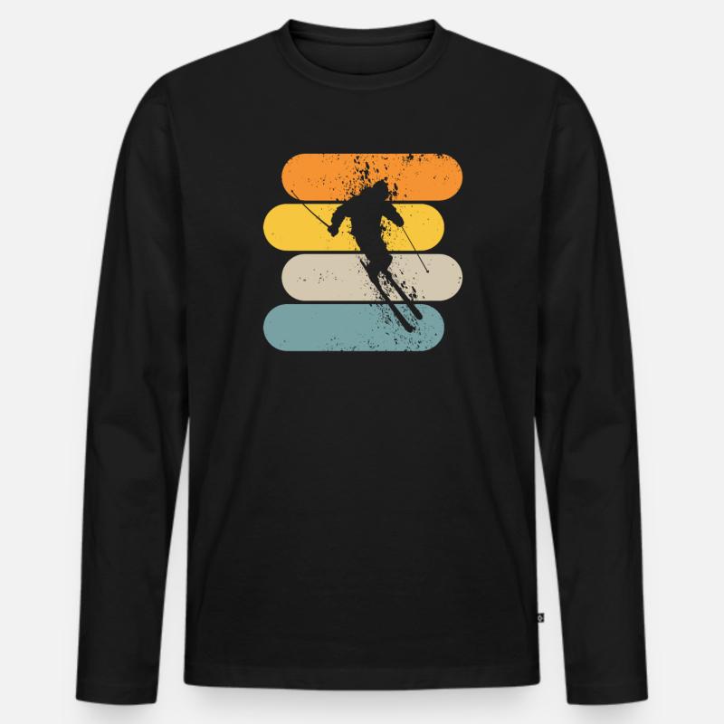 Skifahrer - Männer Premium Bio Langarmshirt - Schwarz