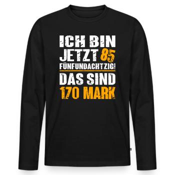 85. Geburtstag Mann Männer 85 Jahre Geschenk - Männer Premium Bio Langarmshirt - Schwarz - Vorne - Nico (187cm)