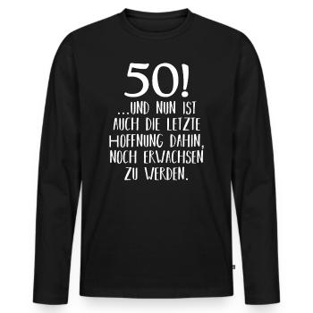 50. Geburtstag Mann Frau Männer 50 Jahre Geschenk - Männer Premium Bio Langarmshirt - Schwarz - Vorne - Nico (187cm)