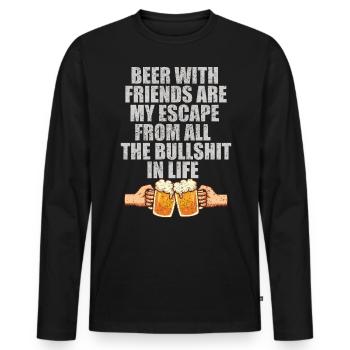 LA BIÈRE EST MON ÉCHAPPATOIRE À TOUTES LES CONNERIES DE LA VIE - T-shirt manches longues Premium bio Homme - noir - Devant - Nico (187cm)