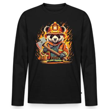 Courageux en action : la Panda des pompiers en service - T-shirt manches longues Premium bio Homme - noir - Devant - Nico (187cm)