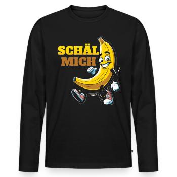 Freche Banane - Schäl mich - Männer Premium Bio Langarmshirt - Schwarz - Vorne - Nico (187cm)