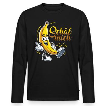 Coole Banane: Schäl mich! - Männer Premium Bio Langarmshirt - Schwarz - Vorne - Nico (187cm)