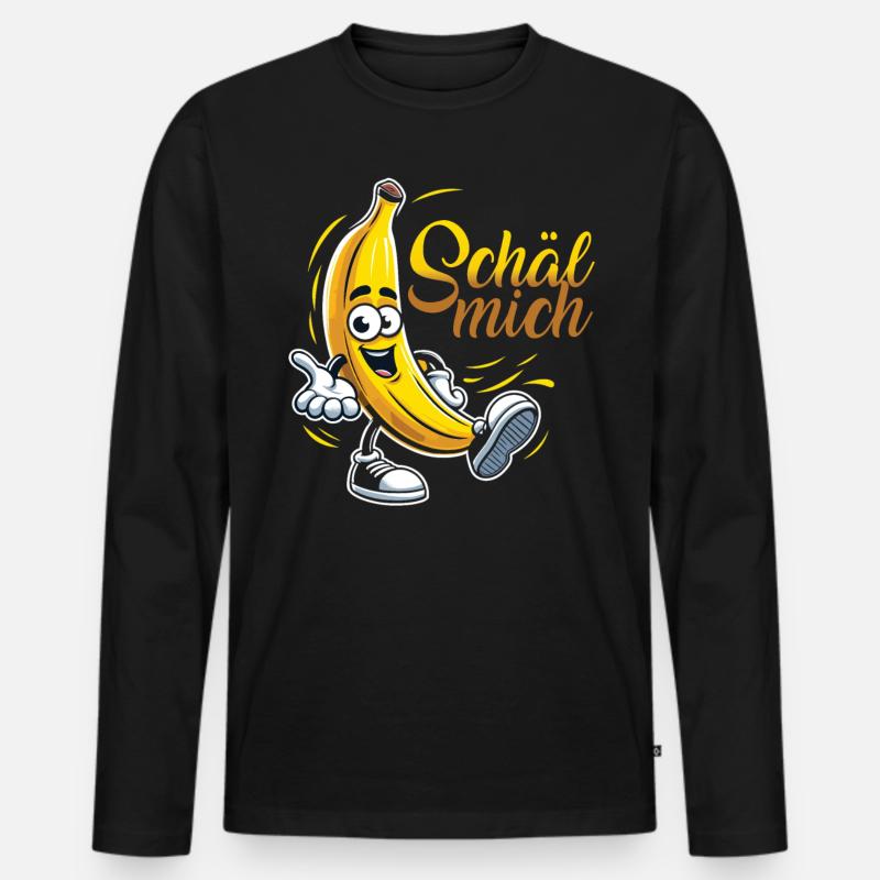 Coole Banane: Schäl mich! - Männer Premium Bio Langarmshirt - Schwarz