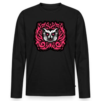 Chat démoniaque - T-shirt manches longues Premium bio Homme - noir - Devant - Nico (187cm)