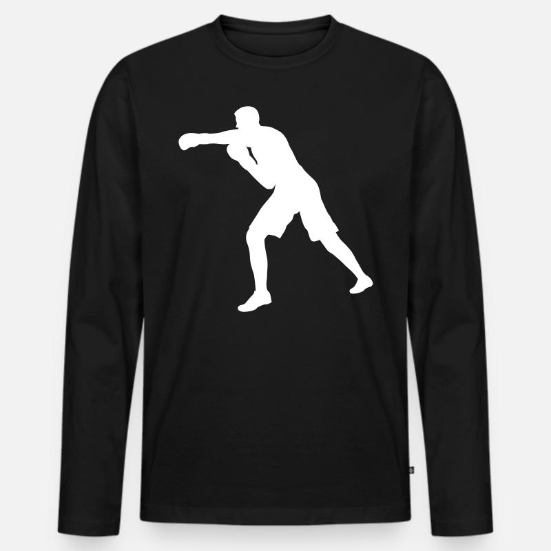 Boxer Schlag in weiß - Männer Premium Bio Langarmshirt - Schwarz