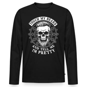 Touch My Beard and Tell Me I'm Pretty - T-shirt manches longues Premium bio Homme - noir - Devant - Nico (187cm)