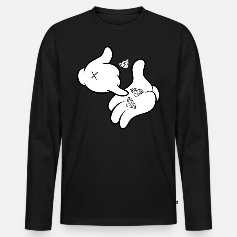 Comic Hands Diamonds - Männer Premium Bio Langarmshirt - Schwarz