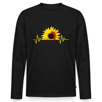 Tournesol, tournesol, rythme cardiaque, rythme - T-shirt manches longues Premium bio Homme - noir - Devant - Nico (187cm)