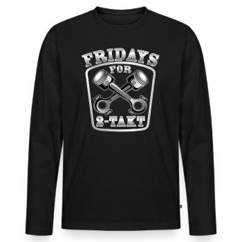 Les vendredis Pour les cyclomoteurs 2 temps, les cyclomoteurs 2 temps - T-shirt manches longues Premium bio Homme - noir - Devant - Nico (187cm)