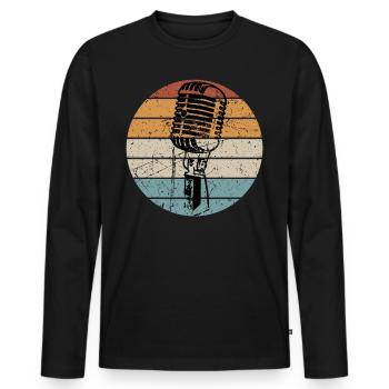 Microphone Microphone Vintage Music Singer Singer - T-shirt manches longues Premium bio Homme - noir - Devant - Nico (187cm)