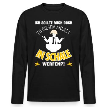 Anti Dressedcode Gast | Scherz Outfit | In Schale - Männer Premium Bio Langarmshirt - Schwarz - Vorne - Nico (187cm)