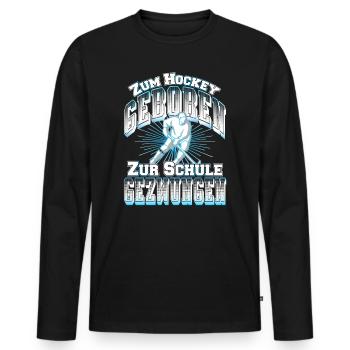 Né au hockey forcé à l'école de hockey sur glace - T-shirt manches longues Premium bio Homme - noir - Devant - Nico (187cm)
