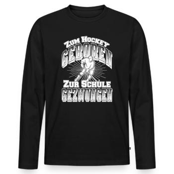 Né au hockey forcé à l'école de hockey sur glace - T-shirt manches longues Premium bio Homme - noir - Devant - Nico (187cm)