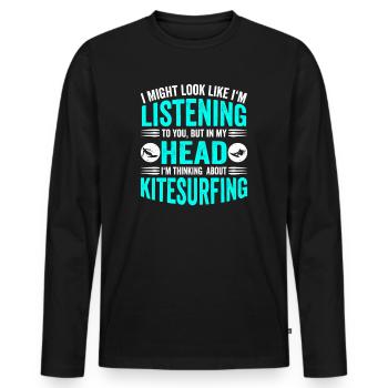Kitesurf Kite-board kite kite - T-shirt manches longues Premium bio Homme - noir - Devant - Nico (187cm)