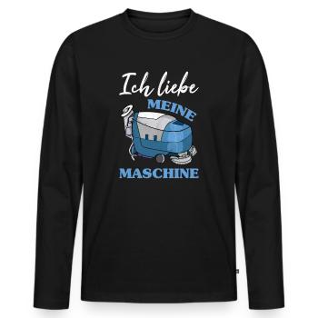Putzmann ménage femme de nettoyage de bâtiment nettoyant machine à nettoyer - T-shirt manches longues Premium bio Homme - noir - Devant - Nico (187cm)