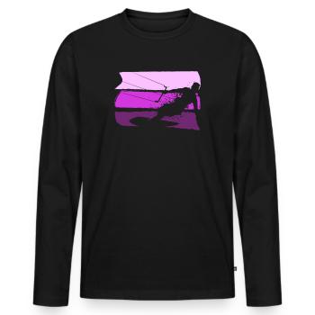 Kitesurfer Kitesurfing Kiter Kiteboard Kitesurf - Men's Premium Organic Long Sleeve Shirt - black - Front - Nico (187cm)