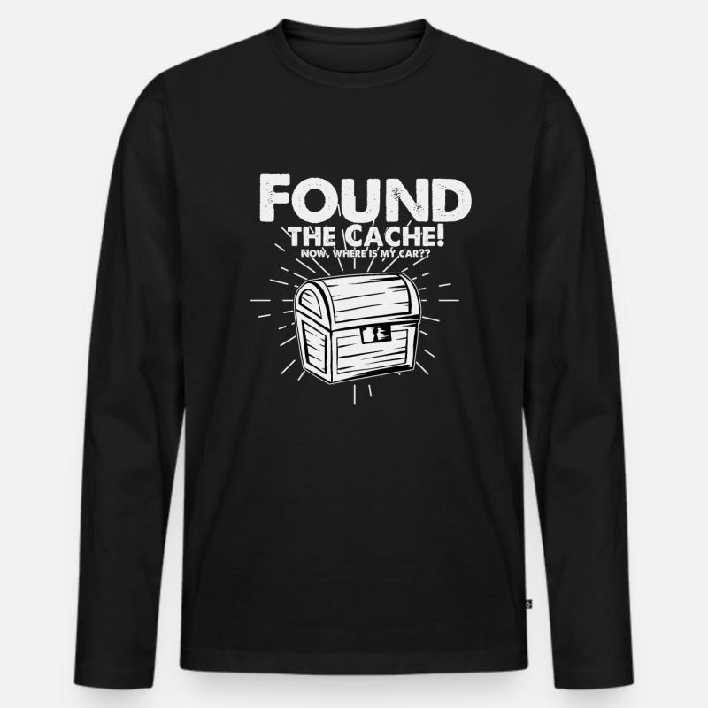 Geocache - Männer Premium Bio Langarmshirt - Schwarz