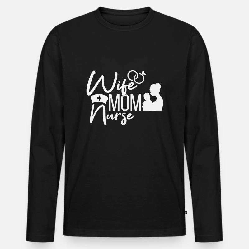 Ehefrau Mutter Krankenschwester - Männer Premium Bio Langarmshirt - Schwarz
