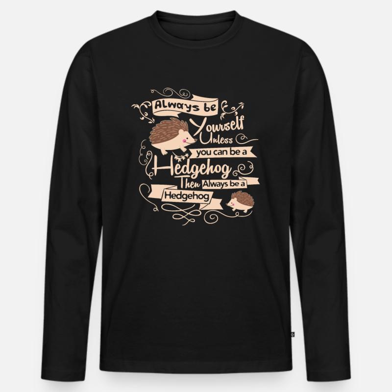 Igel - Männer Premium Bio Langarmshirt - Schwarz