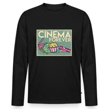 cinéma - T-shirt manches longues Premium bio Homme - noir - Devant - Nico (187cm)