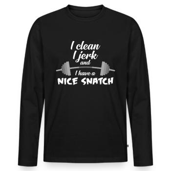 Gym - Men's Premium Organic Long Sleeve Shirt - black - Front - Nico (187cm)