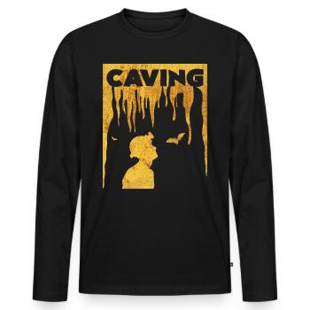 caving - Men's Premium Organic Long Sleeve Shirt - black - Front - Nico (187cm)