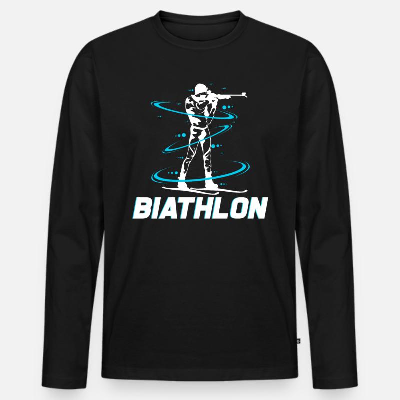 Biathlon - Männer Premium Bio Langarmshirt - Schwarz