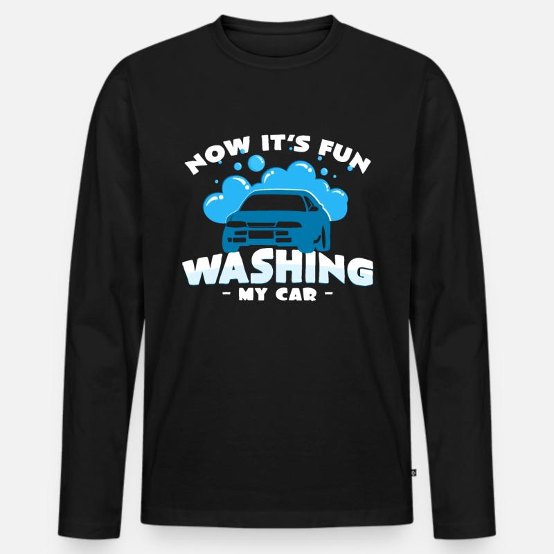 Auto Waschen - Männer Premium Bio Langarmshirt - Schwarz