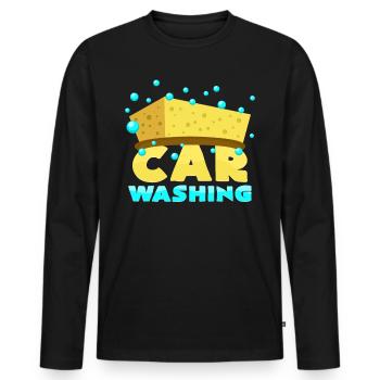 Car Washing - Men's Premium Organic Long Sleeve Shirt - black - Front - Nico (187cm)