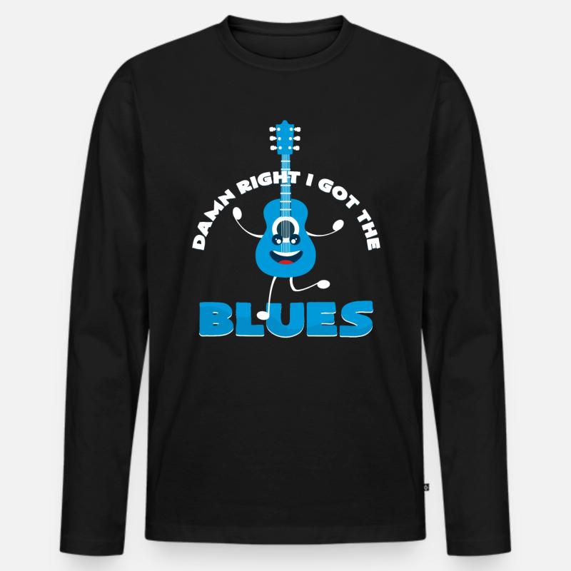 Blues - Männer Premium Bio Langarmshirt - Schwarz