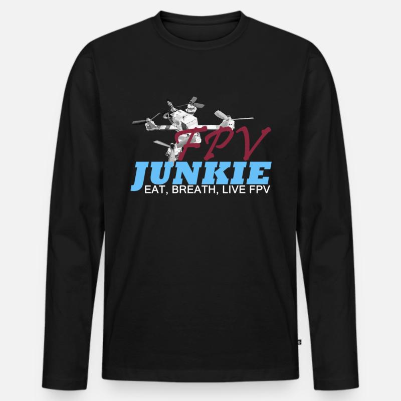 fpv junkie - Männer Premium Bio Langarmshirt - Schwarz