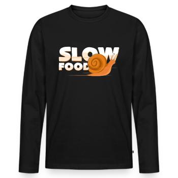 Alimentation lente - T-shirt manches longues Premium bio Homme - noir - Devant - Nico (187cm)
