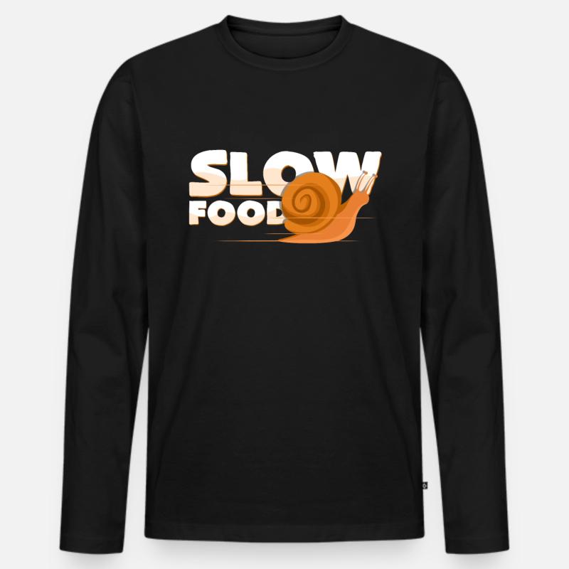 Langsame Nahrung - Männer Premium Bio Langarmshirt - Schwarz
