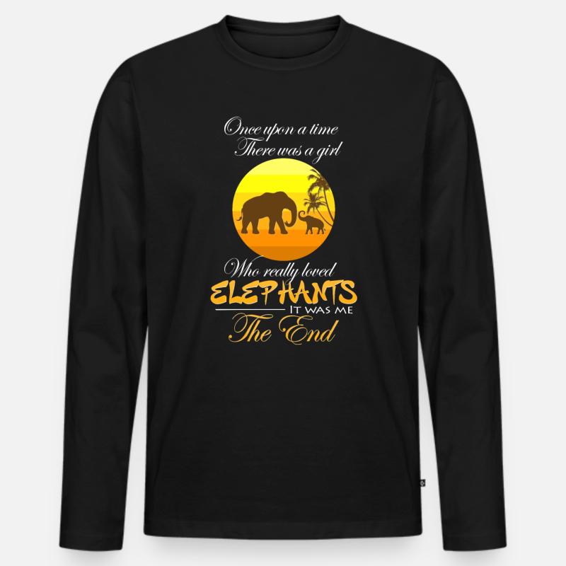 Elefant Mädchen - Männer Premium Bio Langarmshirt - Schwarz