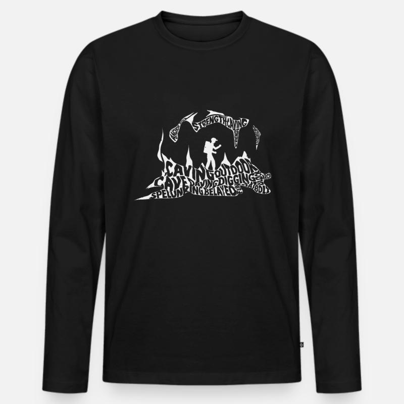 Höhle - Männer Premium Bio Langarmshirt - Schwarz
