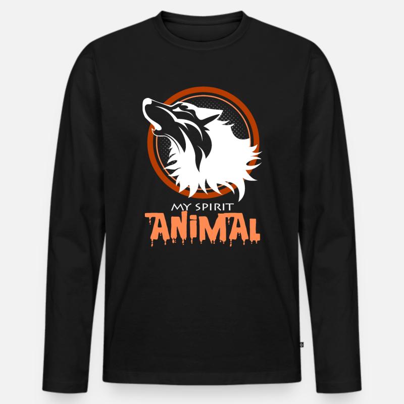 Wölfe - Männer Premium Bio Langarmshirt - Schwarz