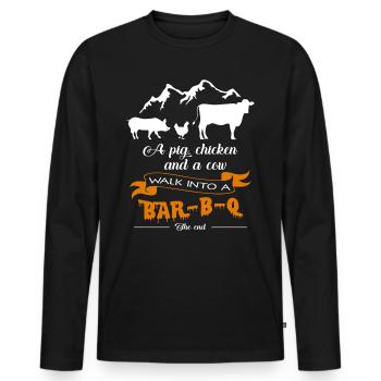 BBQ - T-shirt manches longues Premium bio Homme - noir - Devant - Nico (187cm)