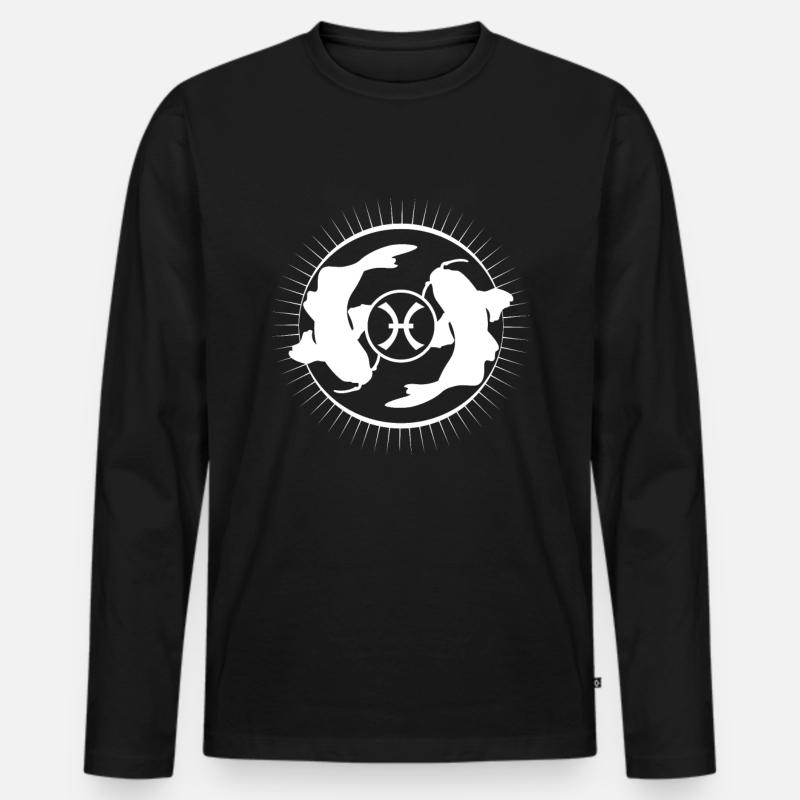 Fische - Männer Premium Bio Langarmshirt - Schwarz