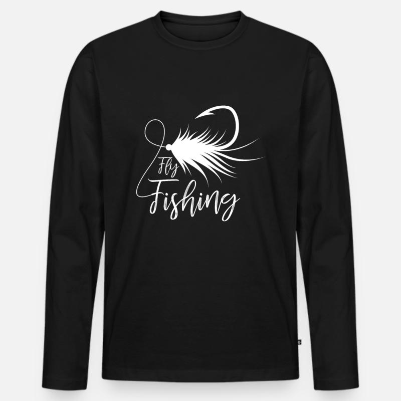 Flyfishing - Männer Premium Bio Langarmshirt - Schwarz