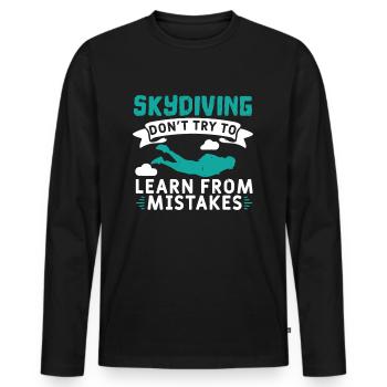 Fallschirm - Männer Premium Bio Langarmshirt - Schwarz - Vorne - Nico (187cm)