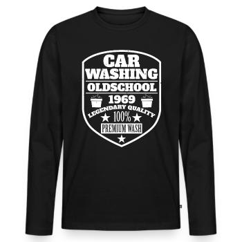 Car Washing - Men's Premium Organic Long Sleeve Shirt - black - Front - Nico (187cm)