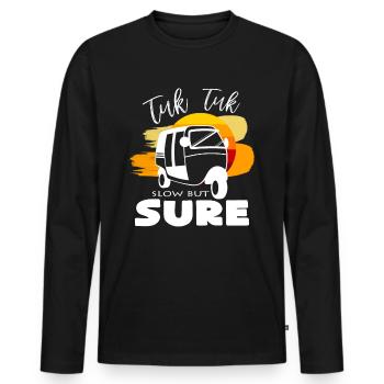 Tuk Tuk Lent mais constant idée cadeau - T-shirt manches longues Premium bio Homme - noir - Devant - Nico (187cm)