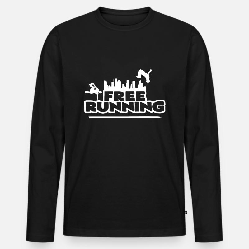 Freerunning - Männer Premium Bio Langarmshirt - Schwarz