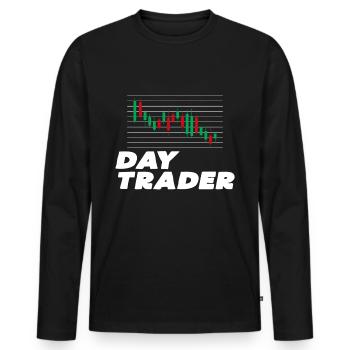 Trader de jour - T-shirt manches longues Premium bio Homme - noir - Devant - Nico (187cm)