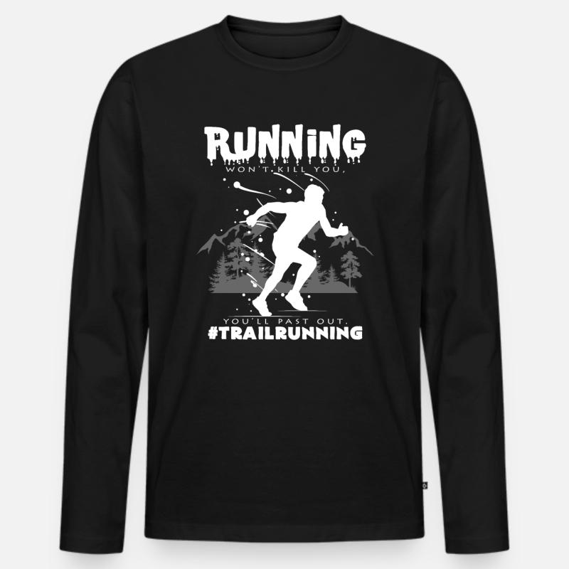 Trailrunning - Männer Premium Bio Langarmshirt - Schwarz