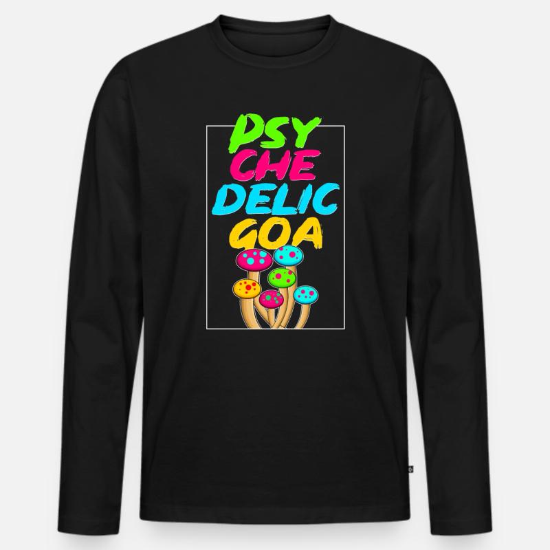 Psychedelic Goa - Männer Premium Bio Langarmshirt - Schwarz